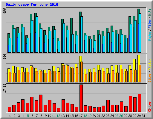 Daily usage for June 2016